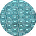 Round Abstract Light Blue Contemporary Rug, con285lblu