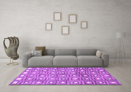 Machine Washable Abstract Purple Contemporary Area Rugs in a Living Room, wshcon285pur