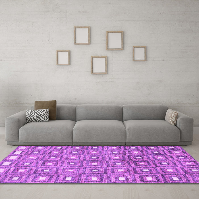 Machine Washable Abstract Purple Contemporary Area Rugs in a Living Room, wshcon285pur