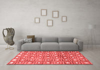 Machine Washable Abstract Red Contemporary Rug, wshcon285red