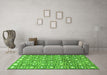 Machine Washable Abstract Green Contemporary Area Rugs in a Living Room,, wshcon285grn