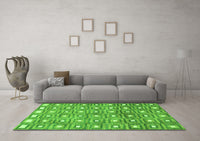 Machine Washable Abstract Green Contemporary Rug, wshcon285grn