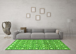 Machine Washable Abstract Green Contemporary Area Rugs in a Living Room,, wshcon285grn