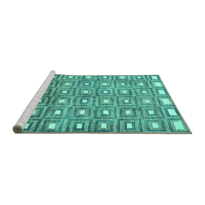 Sideview of Machine Washable Abstract Turquoise Contemporary Area Rugs, wshcon285turq