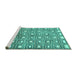 Sideview of Machine Washable Abstract Turquoise Contemporary Area Rugs, wshcon285turq