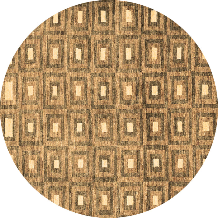 Round Abstract Brown Contemporary Rug, con285brn