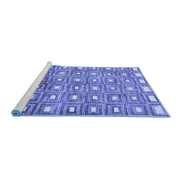 Sideview of Machine Washable Abstract Blue Contemporary Rug, wshcon285blu
