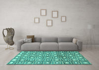 Machine Washable Abstract Turquoise Contemporary Rug, wshcon285turq