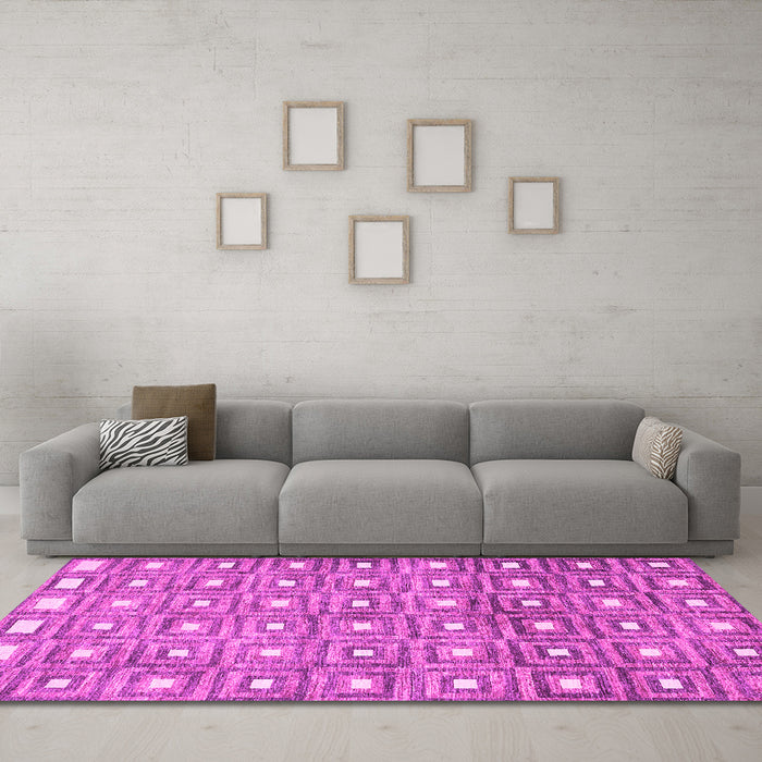Machine Washable Abstract Pink Contemporary Rug in a Living Room, wshcon285pnk