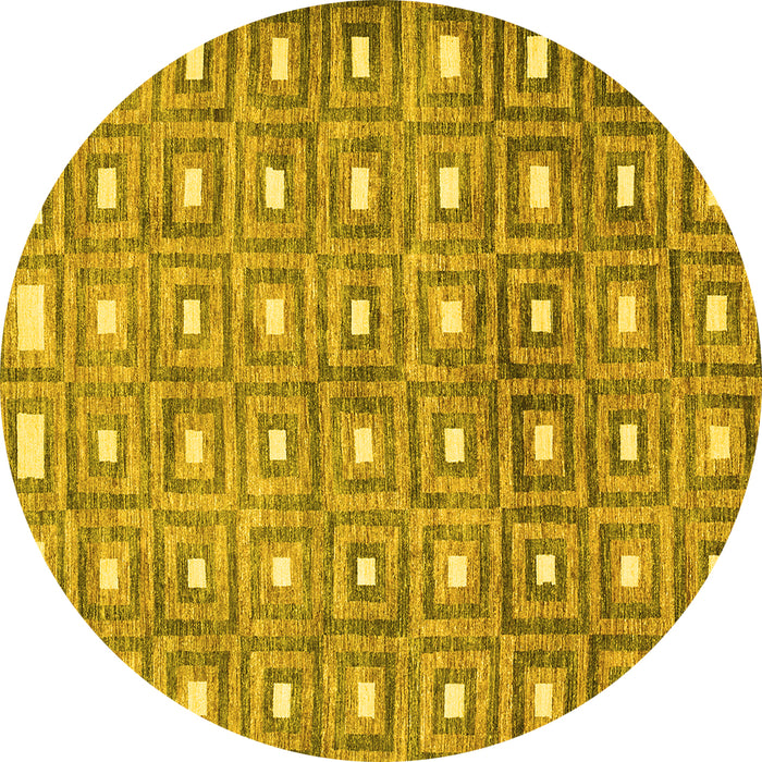 Round Machine Washable Abstract Yellow Contemporary Rug, wshcon285yw
