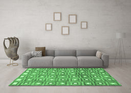 Machine Washable Abstract Emerald Green Contemporary Area Rugs in a Living Room,, wshcon285emgrn