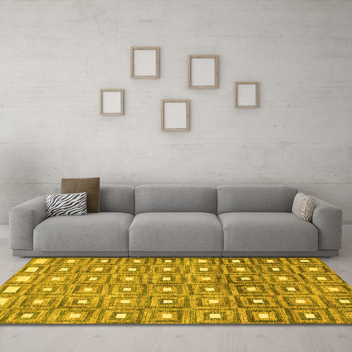 Machine Washable Abstract Yellow Contemporary Rug in a Living Room, wshcon285yw