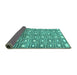 Sideview of Abstract Turquoise Contemporary Rug, con285turq