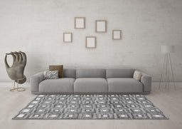 Machine Washable Abstract Gray Contemporary Rug in a Living Room,, wshcon285gry