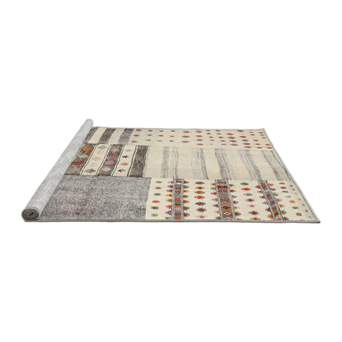 Serging Thickness of Machine Washable Contemporary Wheat Beige Rug, wshcon2860