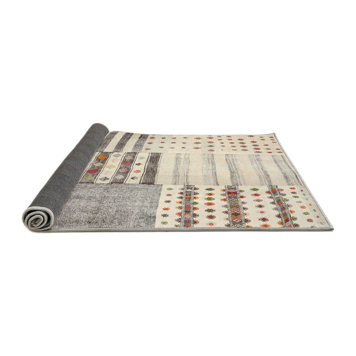 Thickness of Contemporary Wheat Beige Patchwork Rug, con2860
