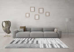 Machine Washable Patchwork Gray Transitional Rug in a Living Room,, wshcon2860gry