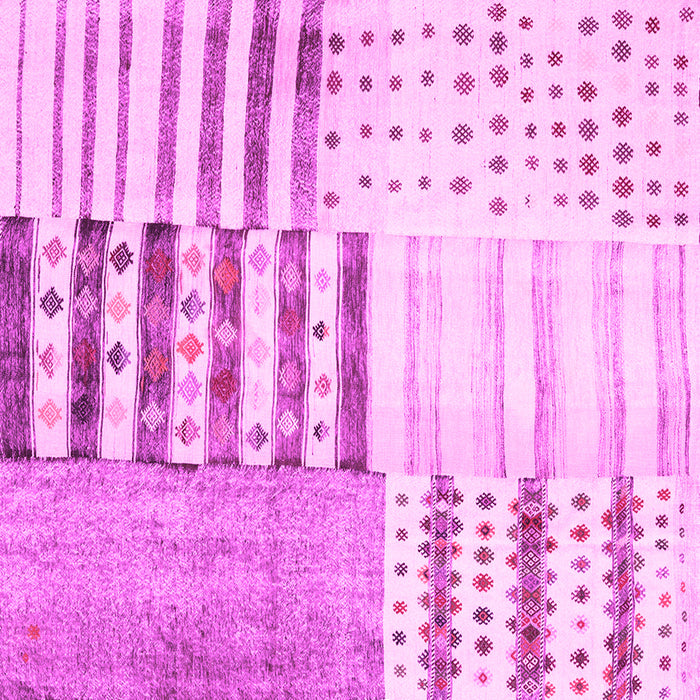 Square Machine Washable Patchwork Pink Transitional Rug, wshcon2860pnk