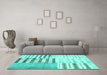 Machine Washable Patchwork Turquoise Transitional Area Rugs in a Living Room,, wshcon2860turq