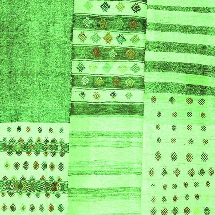 Serging Thickness of Machine Washable Patchwork Green Transitional Area Rugs, wshcon2860grn