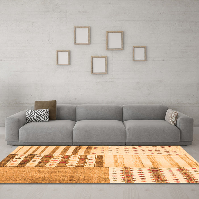 Machine Washable Patchwork Orange Transitional Area Rugs in a Living Room, wshcon2860org