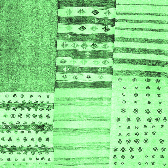 Square Patchwork Emerald Green Transitional Rug, con2860emgrn