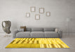 Machine Washable Patchwork Yellow Transitional Rug in a Living Room, wshcon2860yw