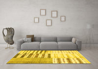 Machine Washable Patchwork Yellow Transitional Rug, wshcon2860yw