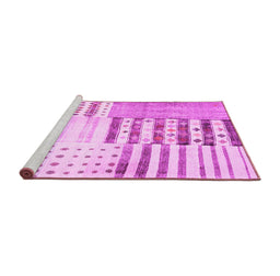 Sideview of Machine Washable Patchwork Pink Transitional Rug, wshcon2860pnk