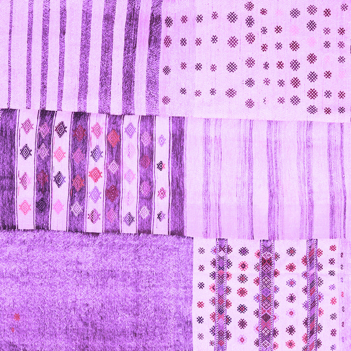 Square Machine Washable Patchwork Purple Transitional Area Rugs, wshcon2860pur
