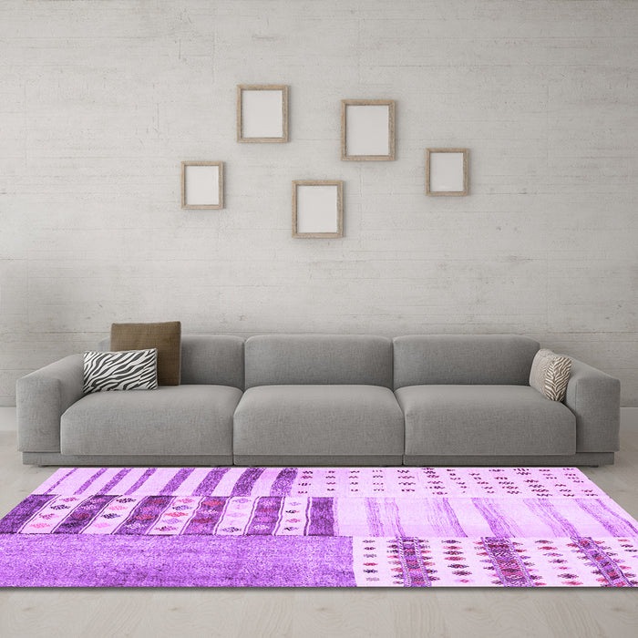 Machine Washable Patchwork Purple Transitional Area Rugs in a Living Room, wshcon2860pur