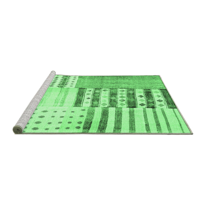 Sideview of Machine Washable Patchwork Emerald Green Transitional Area Rugs, wshcon2860emgrn