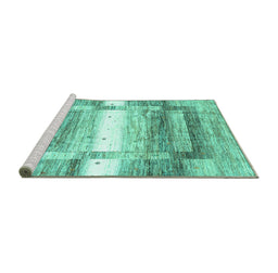 Sideview of Machine Washable Abstract Turquoise Contemporary Area Rugs, wshcon2861turq