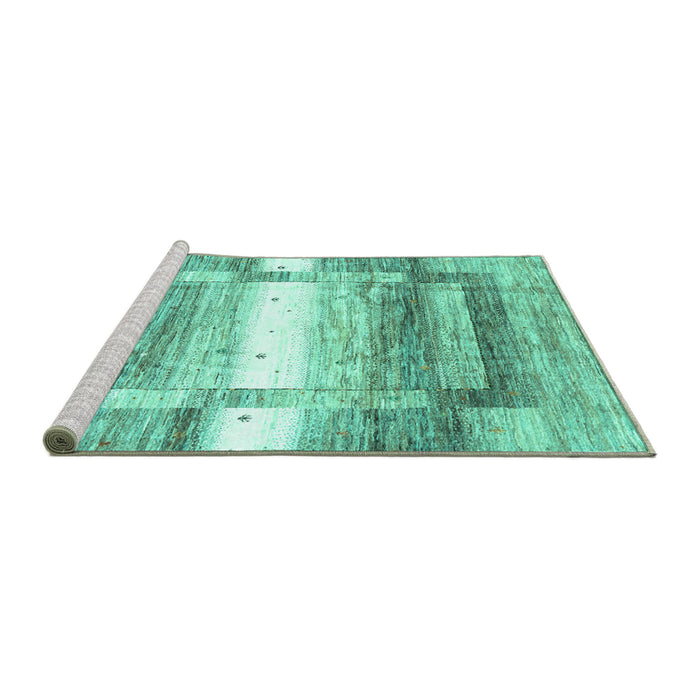 Sideview of Machine Washable Abstract Turquoise Contemporary Area Rugs, wshcon2861turq
