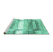 Sideview of Machine Washable Abstract Turquoise Contemporary Area Rugs, wshcon2861turq