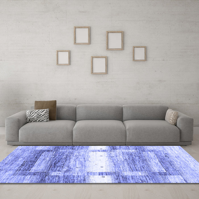 Machine Washable Abstract Blue Contemporary Rug in a Living Room, wshcon2861blu
