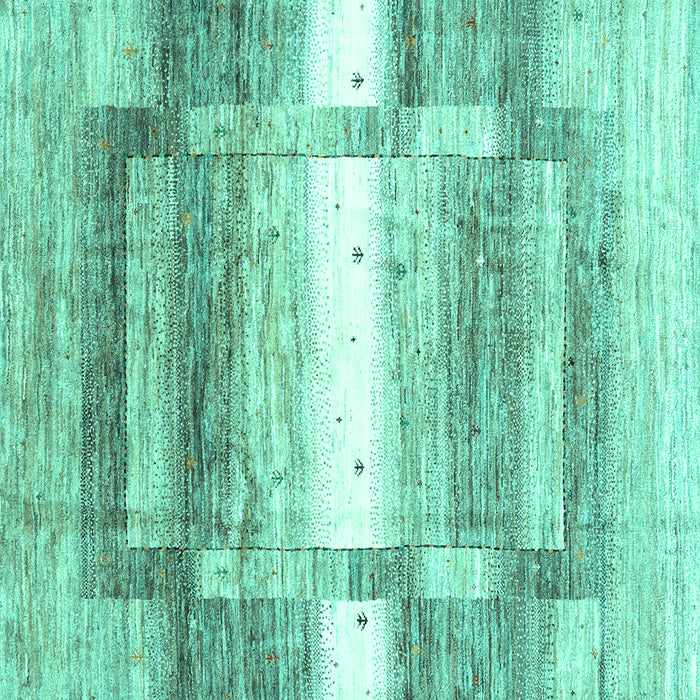 Square Machine Washable Abstract Turquoise Contemporary Area Rugs, wshcon2861turq