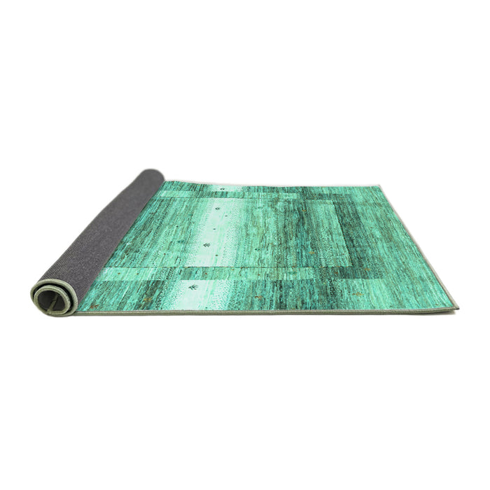 Sideview of Abstract Turquoise Contemporary Rug, con2861turq