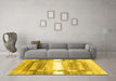 Machine Washable Abstract Yellow Contemporary Rug in a Living Room, wshcon2861yw