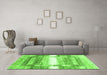 Machine Washable Abstract Green Contemporary Area Rugs in a Living Room,, wshcon2861grn