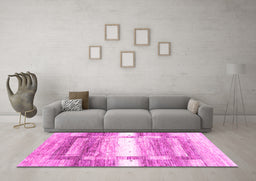 Machine Washable Abstract Pink Contemporary Rug in a Living Room, wshcon2861pnk