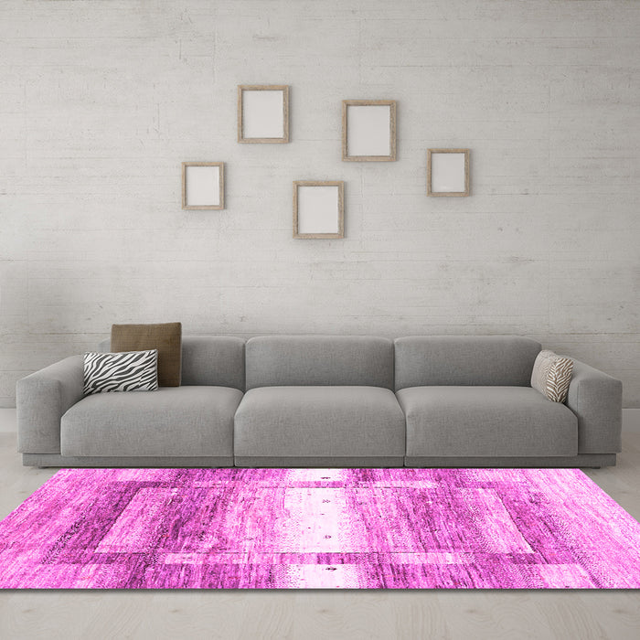 Machine Washable Abstract Pink Contemporary Rug in a Living Room, wshcon2861pnk