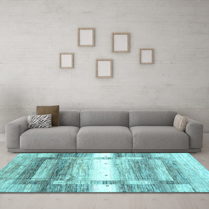 Machine Washable Abstract Light Blue Contemporary Rug in a Living Room, wshcon2861lblu