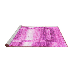 Sideview of Machine Washable Abstract Pink Contemporary Rug, wshcon2861pnk