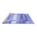 Sideview of Machine Washable Abstract Blue Contemporary Rug, wshcon2861blu