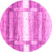 Round Abstract Pink Contemporary Rug, con2861pnk