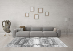 Machine Washable Abstract Gray Contemporary Rug in a Living Room,, wshcon2861gry