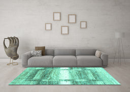 Machine Washable Abstract Turquoise Contemporary Area Rugs in a Living Room,, wshcon2861turq