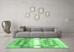 Machine Washable Abstract Emerald Green Contemporary Area Rugs in a Living Room,, wshcon2861emgrn