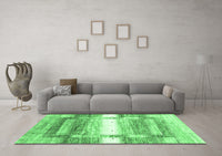 Machine Washable Abstract Emerald Green Contemporary Rug, wshcon2861emgrn